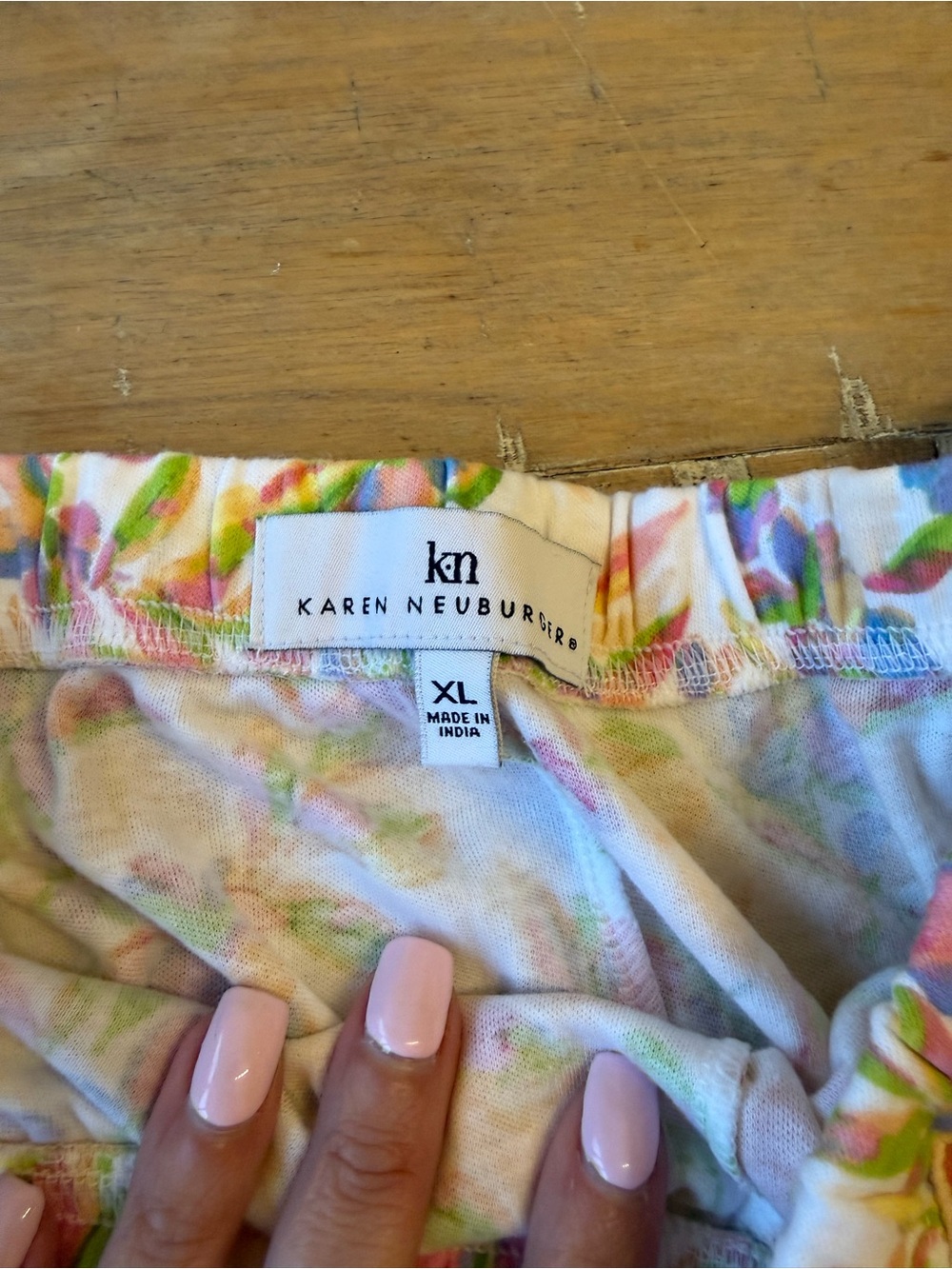 Karen Neuburger Floral Cotton Pajama Set in Pink, Green & Yellow - Picture 12 of 15